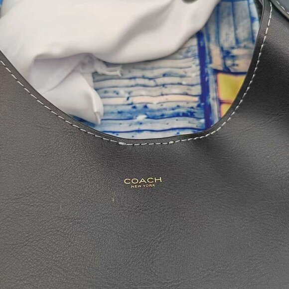 🎁Coach Brooklyn Shoulder Bag Black Leather Minimalist Hobo Style NWT - Picture 3 of 8